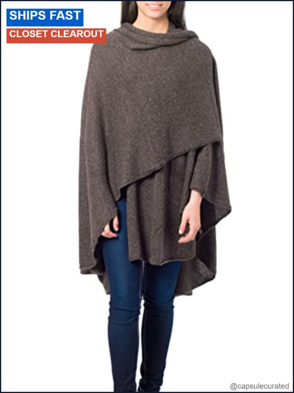 Handmade Alpaca Blend Wrap Ruana Wool Acrylic One Size Travel Friendly